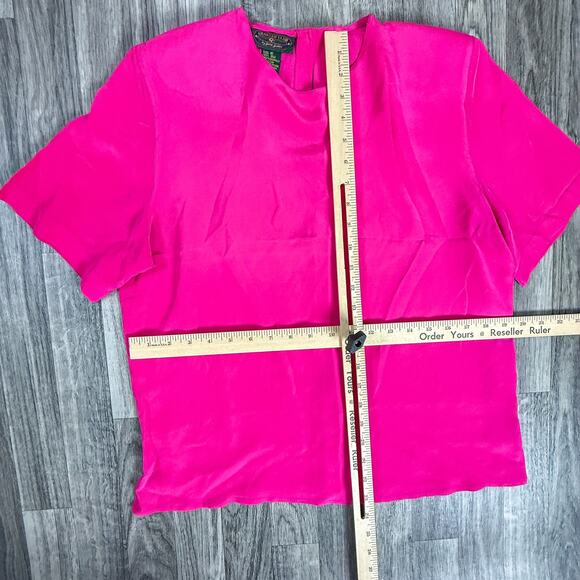 Charter Club by Jane Justin Hot Pink Silk Blouse Size 10 100% Silk Pullover Top - Picture 4 of 4